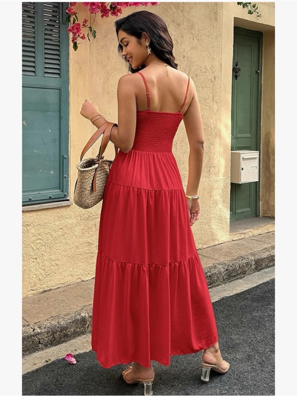 NWT Red Spaghetti Strap Tiered Maxi Dress-S - Picture 11 of 16